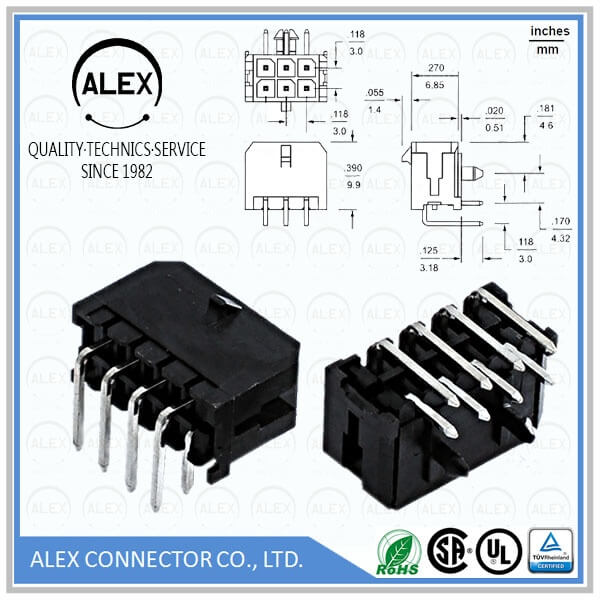 Right Angle Header / .118"(3.00mm) Dual Row Wire-to-Board Connectos
